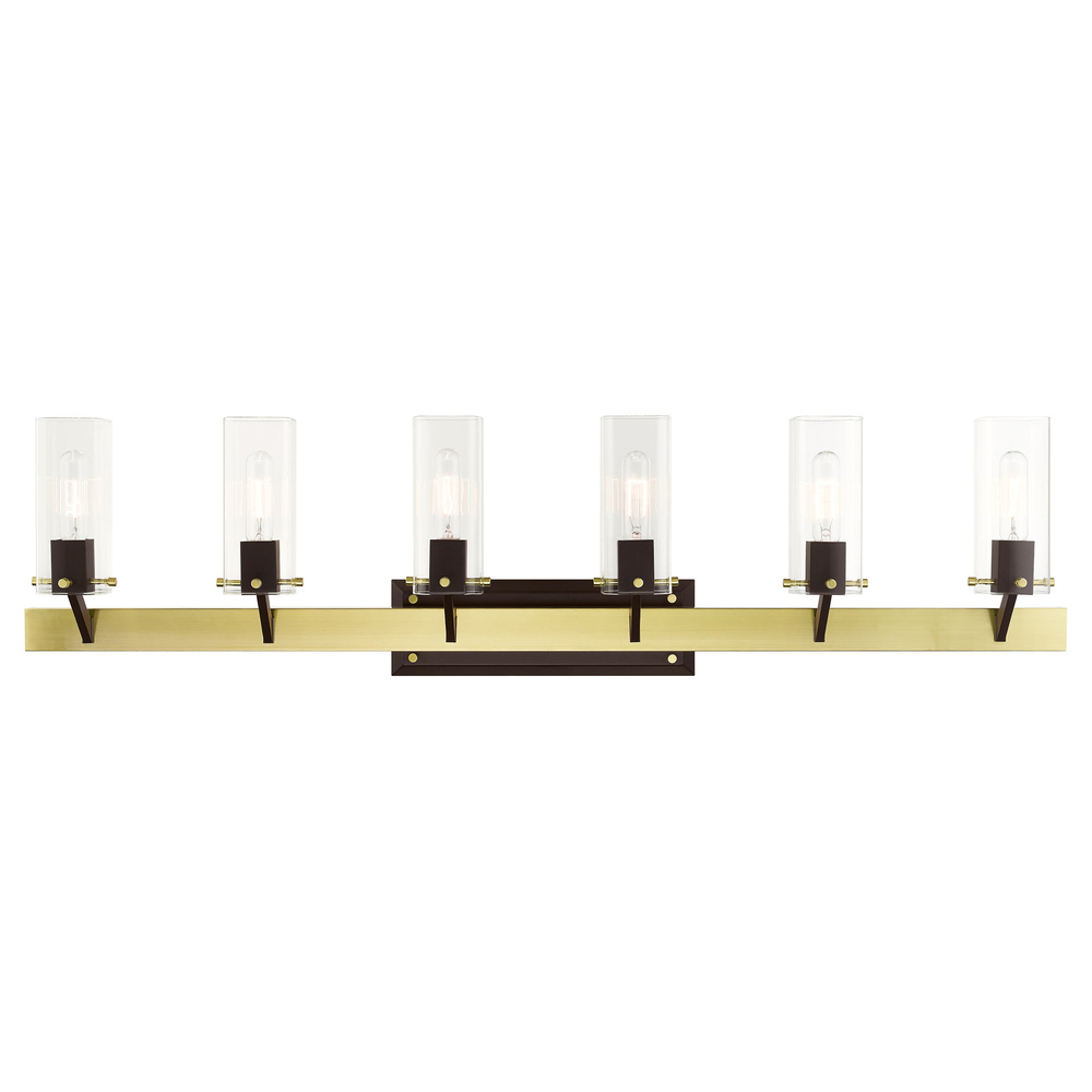 6 Lt Satin Brass Vanity Sconce