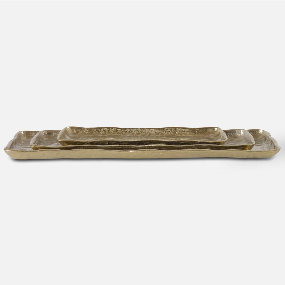 Uttermost Artisan Trays, Antique Gold, S/3