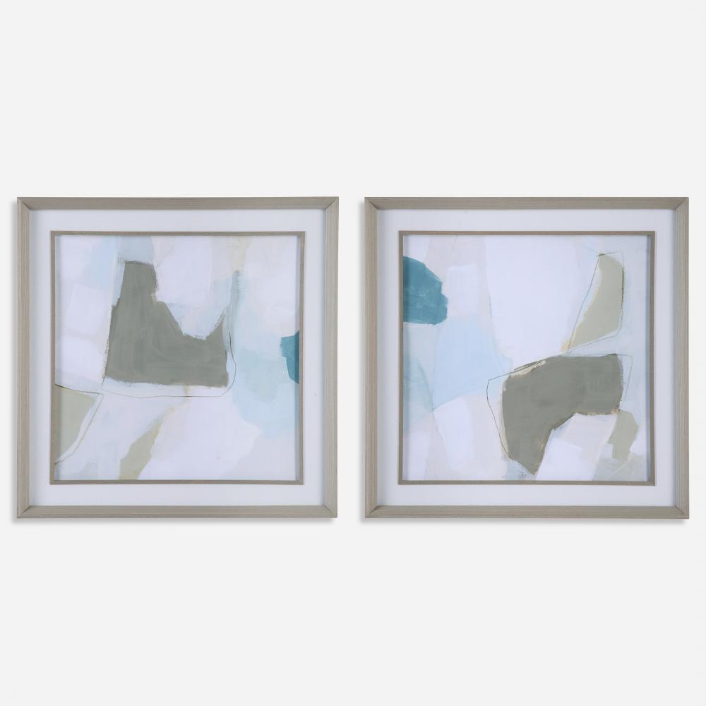 Uttermost Mist Shapes Framed Prints, S/2