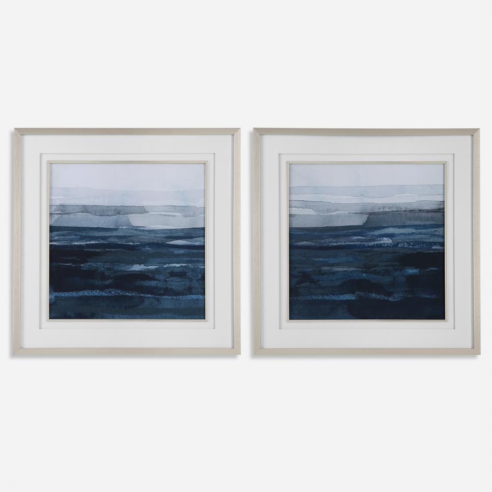 Uttermost Rising Blue Framed Prints, S/2