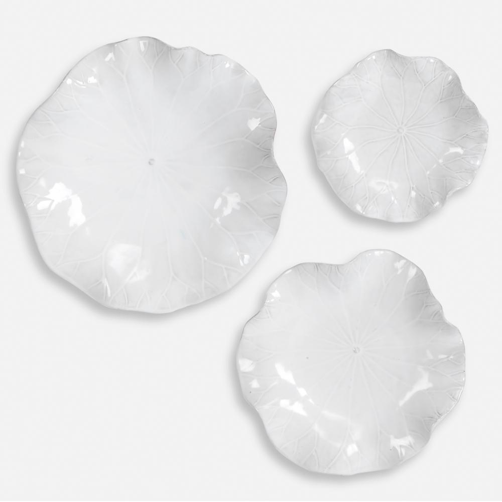 Uttermost Abella Ceramic Wall Decor, White, S/3
