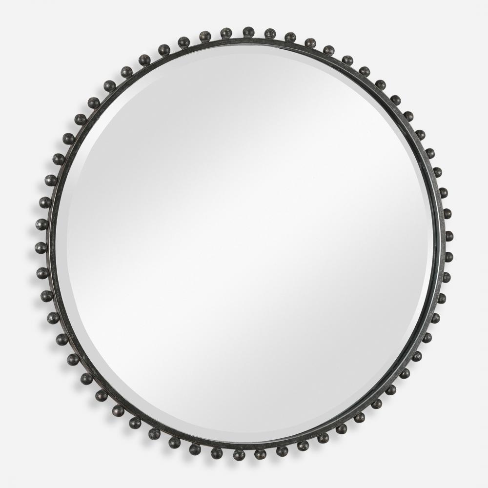 Uttermost Taza Round Mirror, Distressed Black
