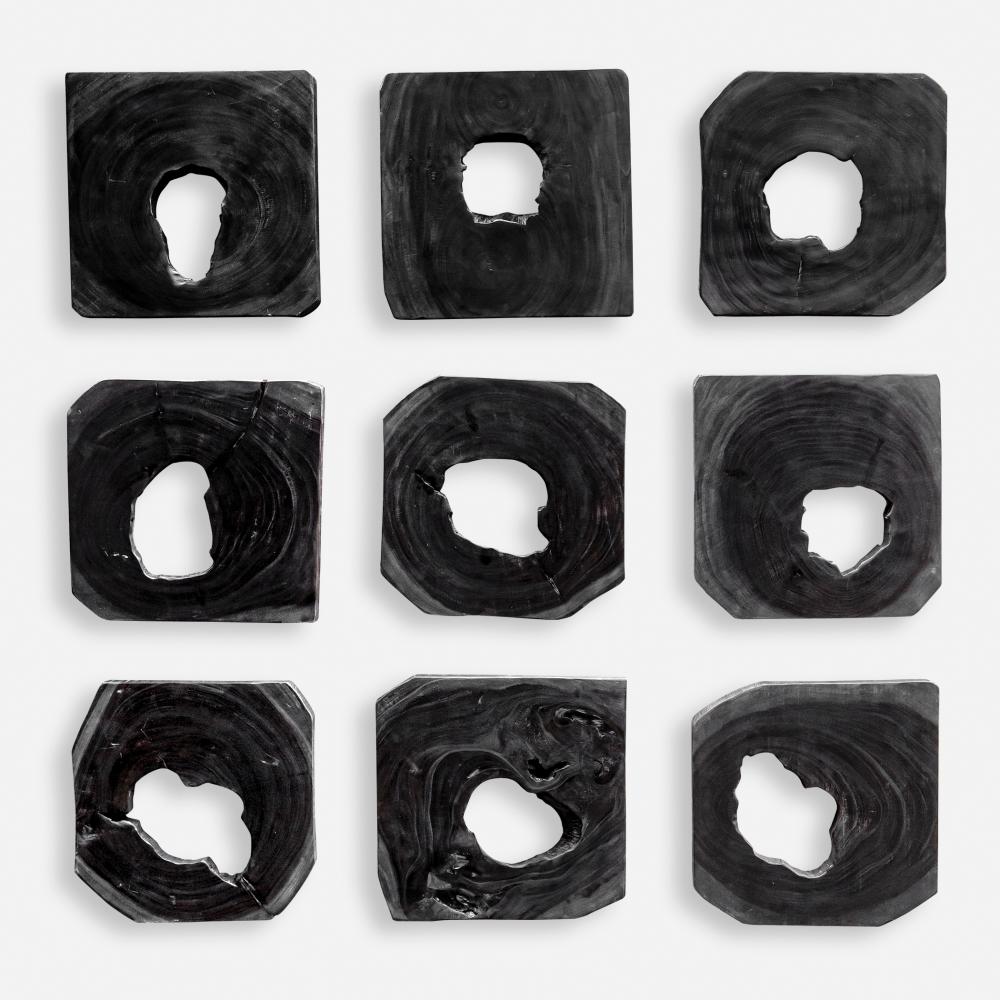 Uttermost Bahati Wood Wall Decor, Ebony, S/9