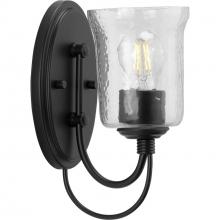 Progress P300253-031 - Bowman Collection One-Light Matte Black Clear Chiseled Glass Coastal Bath Vanity Light