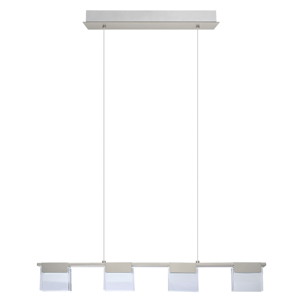 4 LT Integrated LED Linear Pendant w/ Matte Nickel Finish & Frosted Glass Shades