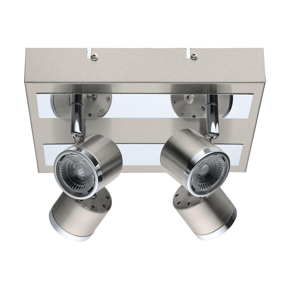 4 LT Integrated LED Square Ceiling Track Light w/ Matte Nickel & Chrome Finish & Adjustable Lamp Hea