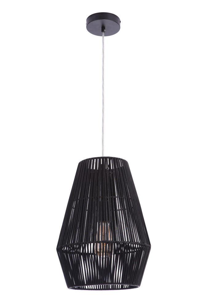 1 Light Pendant w/Woven Rattan Orb Shade, Damp Rated