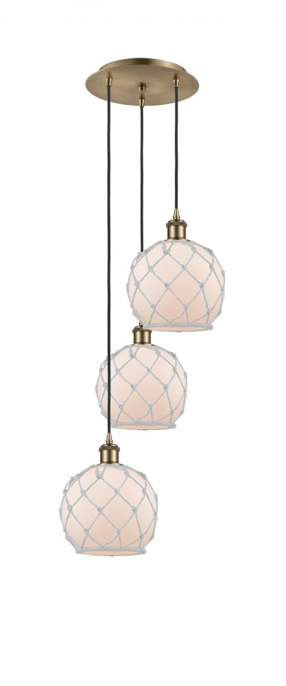 Farmhouse Rope - 3 Light - 15 inch - Antique Brass - Cord Hung - Multi Pendant