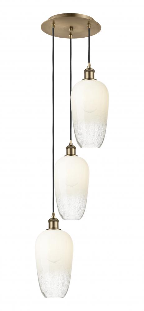 Brookhaven Flute - 3 Light - 14 inch - Antique Brass - Cord Hung - Multi Pendant