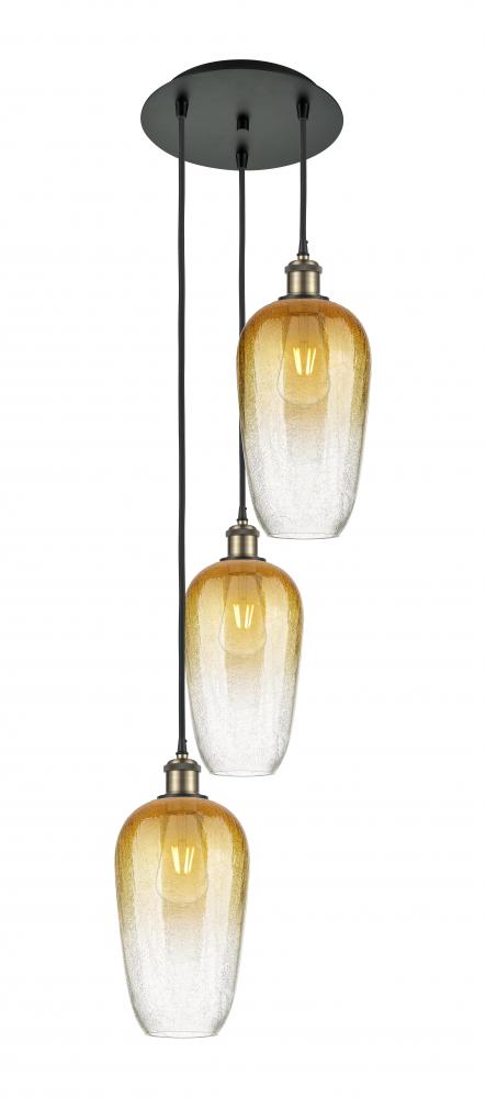 Brookhaven Flute - 3 Light - 14 inch - Black Antique Brass - Cord Hung - Multi Pendant