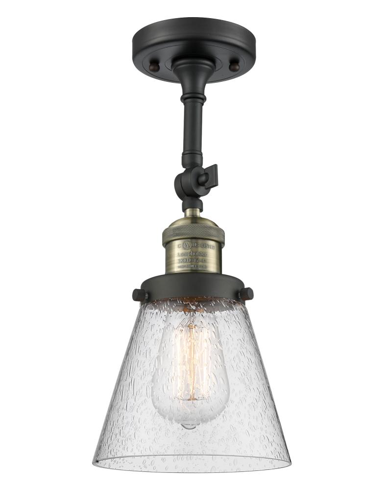 Cone - 1 Light - 6 inch - Black Antique Brass - Adjustable Semi-Flush Mount