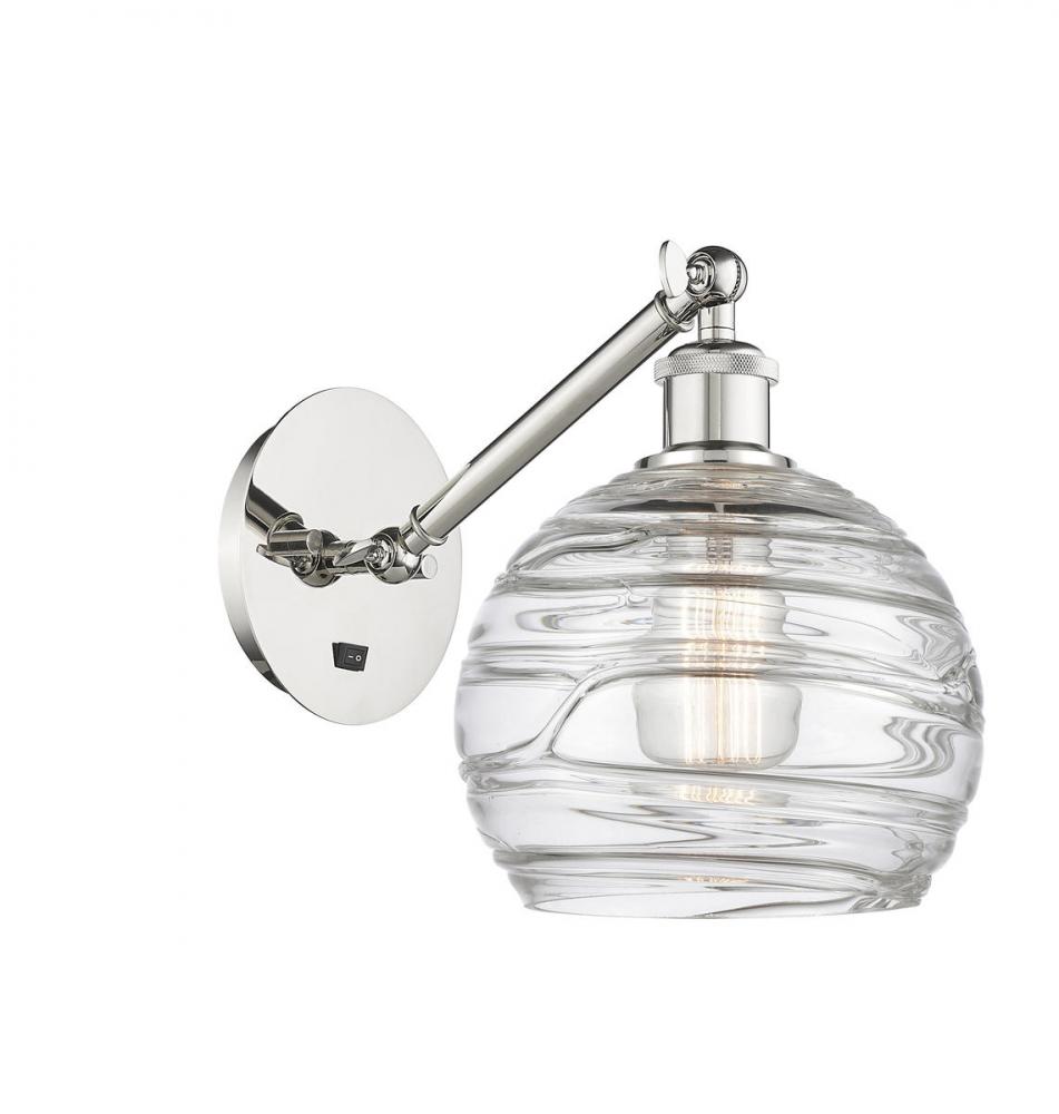 Athens Deco Swirl - 1 Light - 8 inch - Polished Nickel - Adjustable Sconce