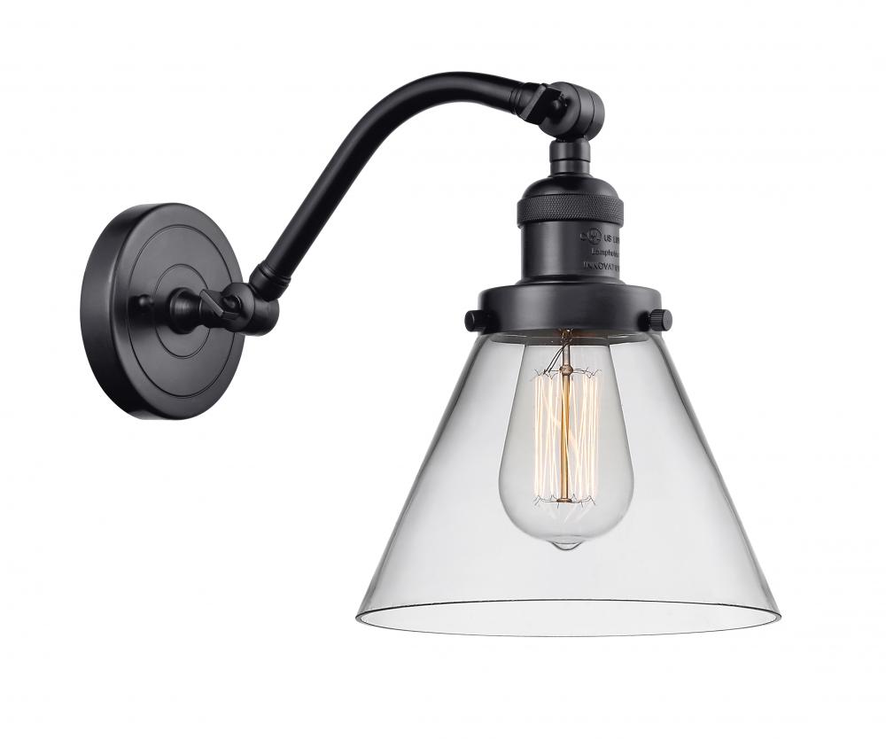 Cone - 1 Light - 8 inch - Matte Black - Adjustable Sconce
