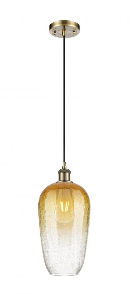 Brookhaven Flute - 1 Light - 7 inch - Antique Brass - Cord hung - Mini Pendant