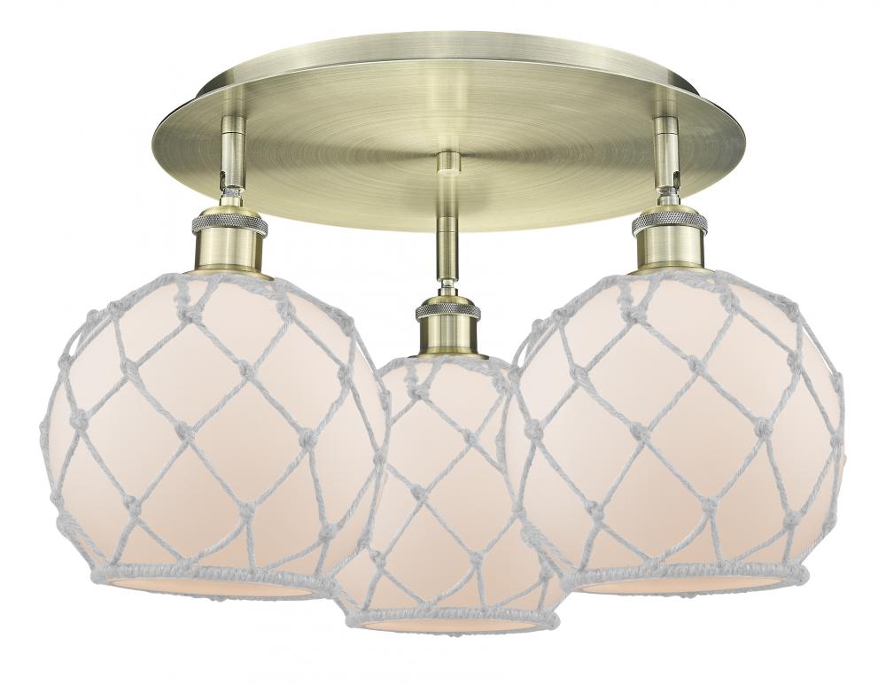 Farmhouse Rope - 3 Light - 20 inch - Antique Brass - Flush Mount
