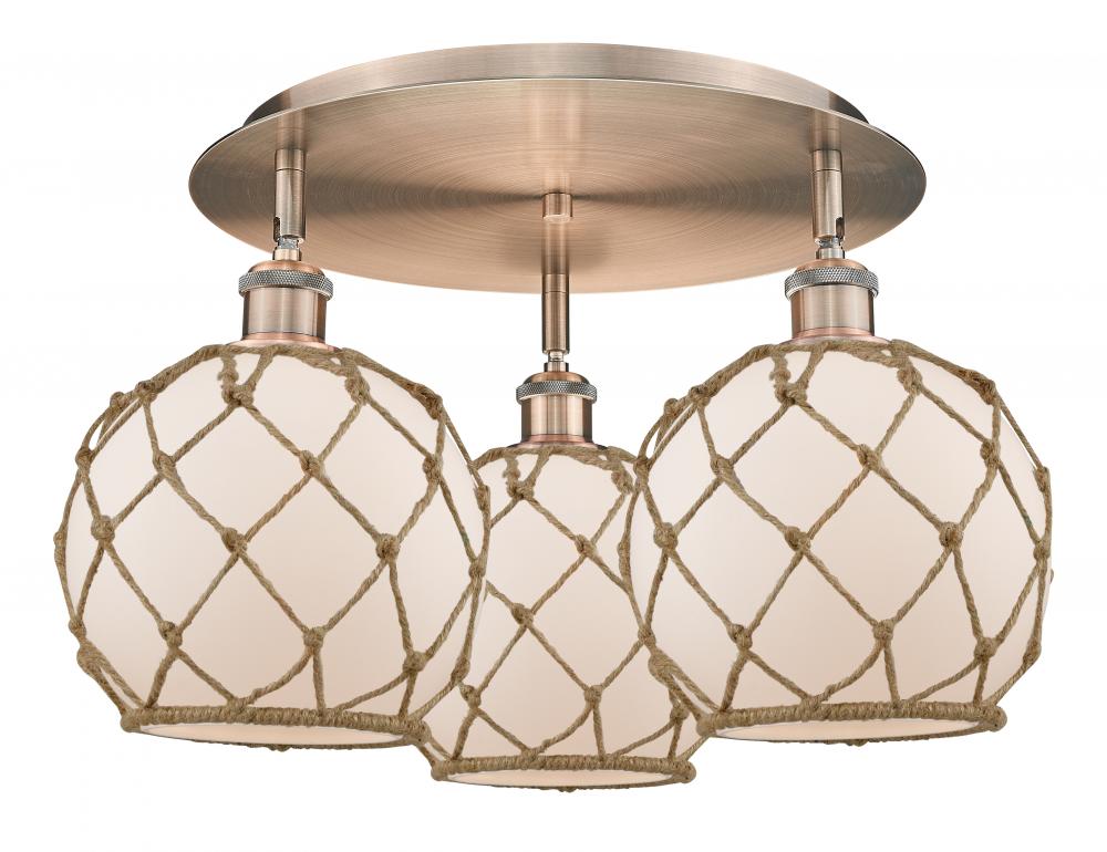 Farmhouse Rope - 3 Light - 20 inch - Antique Copper - Flush Mount