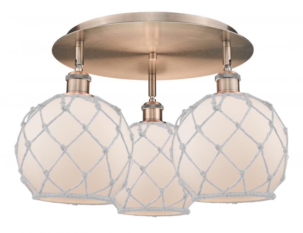 Farmhouse Rope - 3 Light - 20 inch - Antique Copper - Flush Mount
