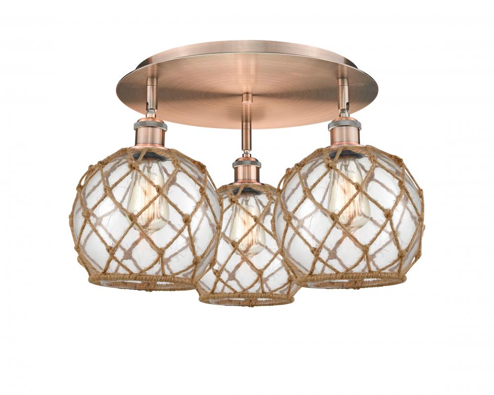 Farmhouse Rope - 3 Light - 20 inch - Antique Copper - Flush Mount