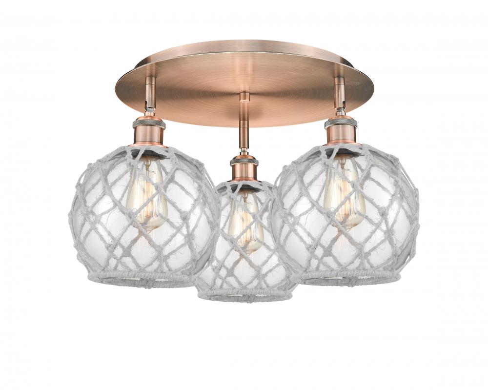 Farmhouse Rope - 3 Light - 20 inch - Antique Copper - Flush Mount