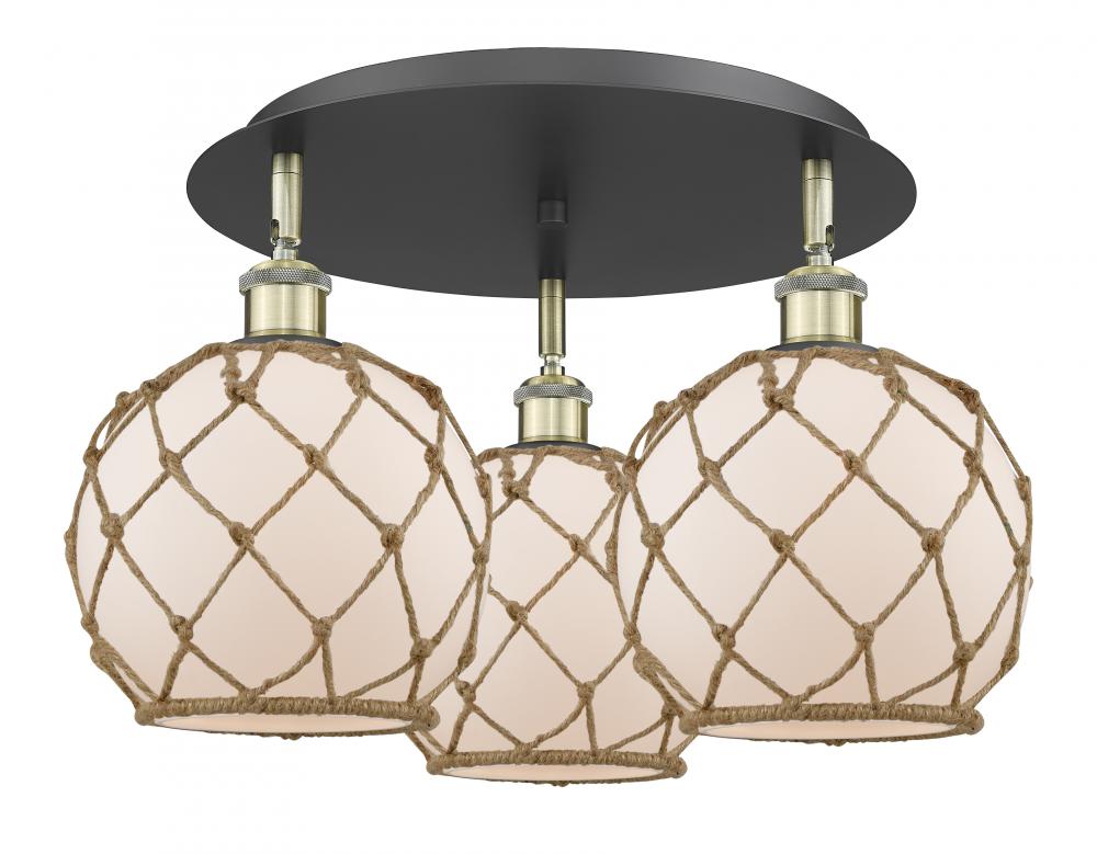 Farmhouse Rope - 3 Light - 20 inch - Black Antique Brass - Flush Mount