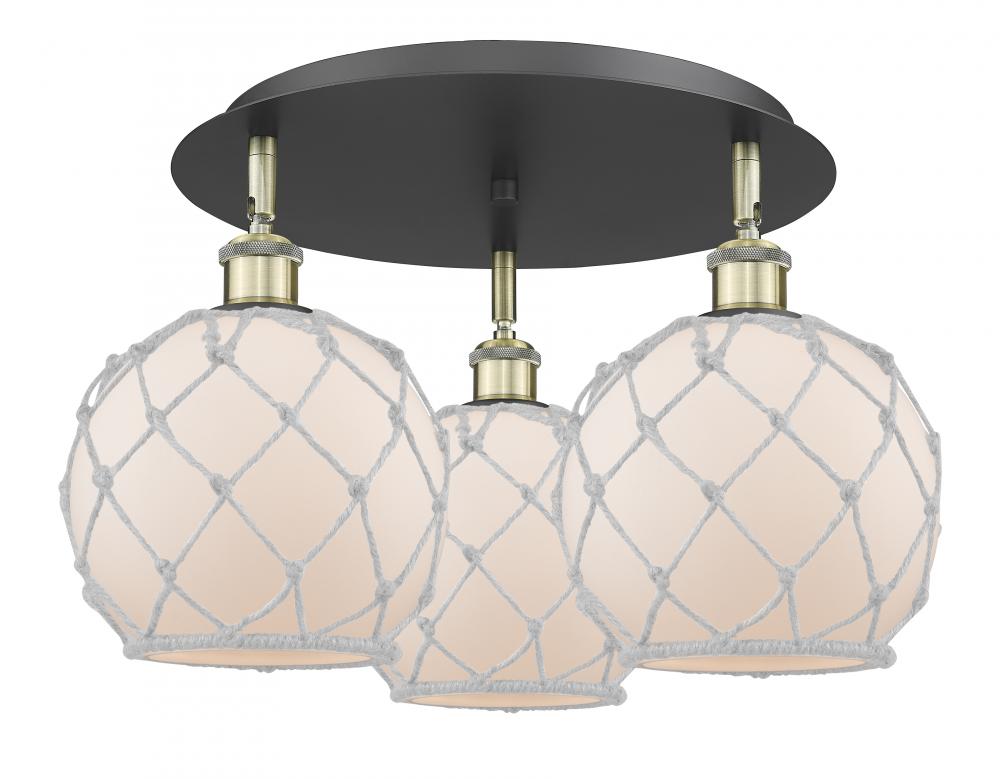 Farmhouse Rope - 3 Light - 20 inch - Black Antique Brass - Flush Mount