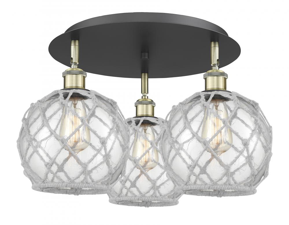 Farmhouse Rope - 3 Light - 20 inch - Black Antique Brass - Flush Mount