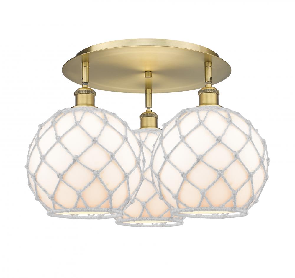 Farmhouse Rope - 3 Light - 22 inch - Brushed Brass - Flush Mount