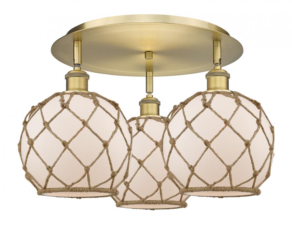 Farmhouse Rope - 3 Light - 20 inch - Brushed Brass - Flush Mount