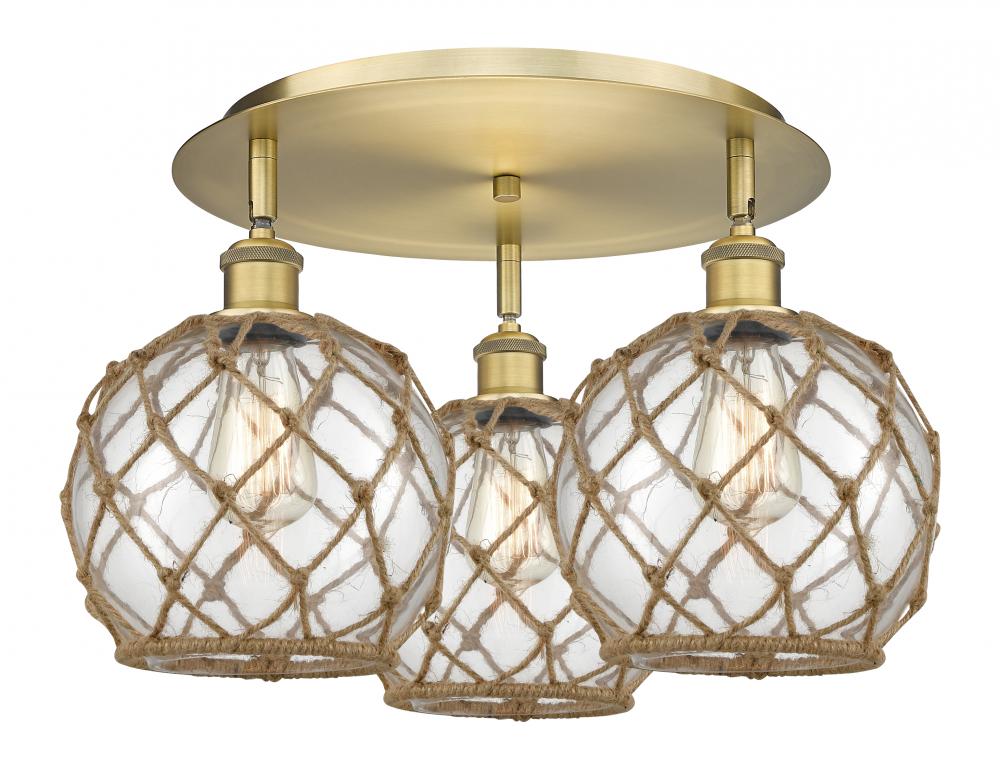 Farmhouse Rope - 3 Light - 20 inch - Brushed Brass - Flush Mount