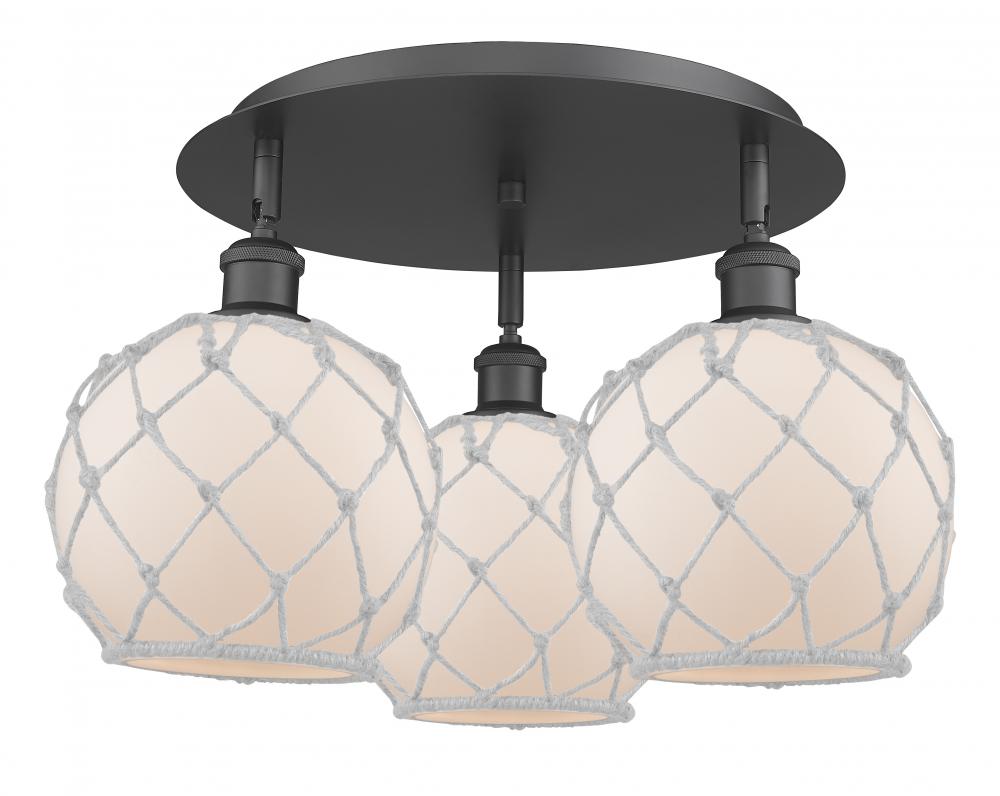 Farmhouse Rope - 3 Light - 20 inch - Matte Black - Flush Mount