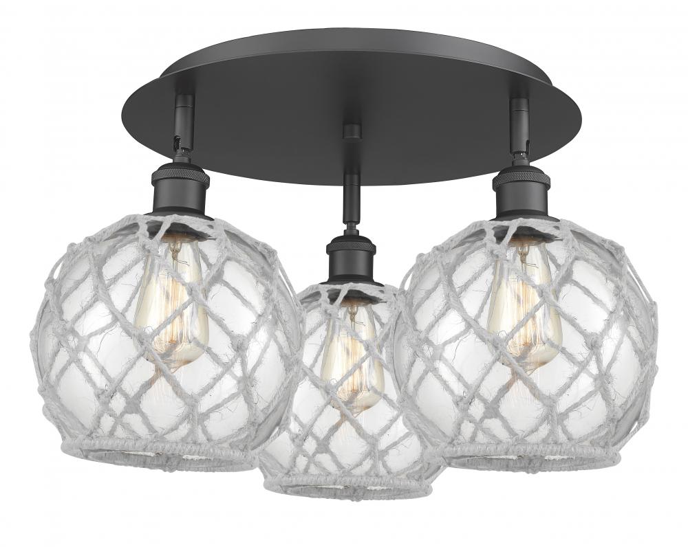 Farmhouse Rope - 3 Light - 20 inch - Matte Black - Flush Mount