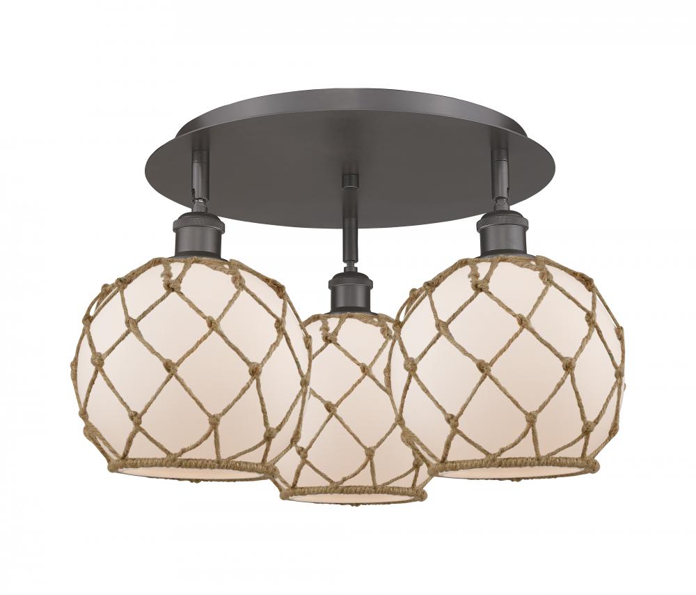 Farmhouse Rope - 3 Light - 20 inch - Oil Rubbed Bronze - Flush Mount