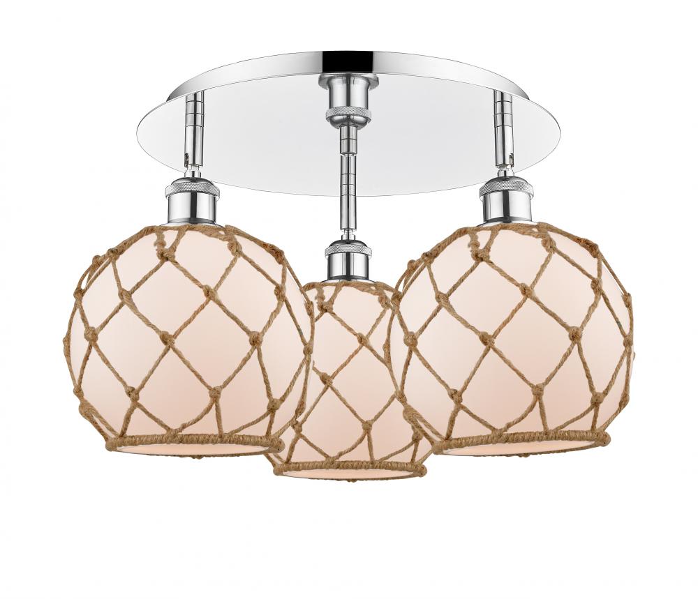 Farmhouse Rope - 3 Light - 20 inch - Polished Chrome - Flush Mount