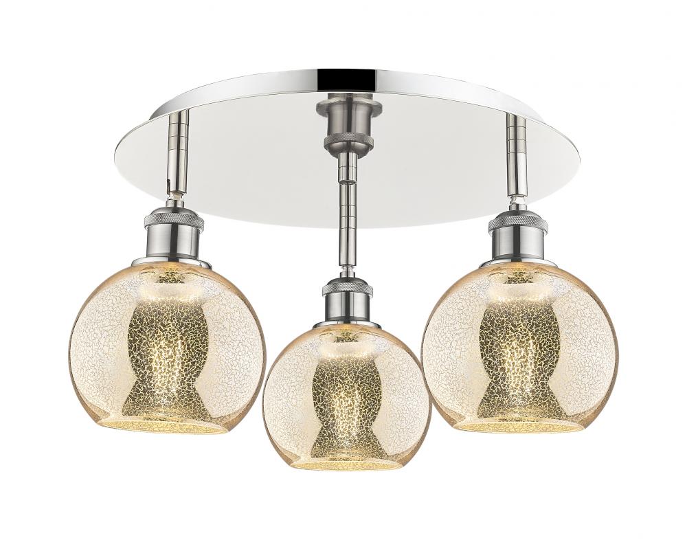 Athens - 3 Light - 18 inch - Polished Nickel - Flush Mount