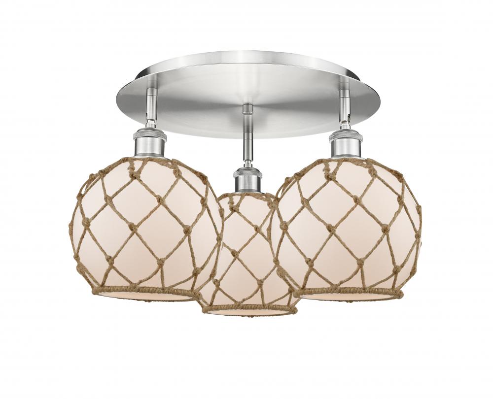 Farmhouse Rope - 3 Light - 20 inch - Satin Nickel - Flush Mount