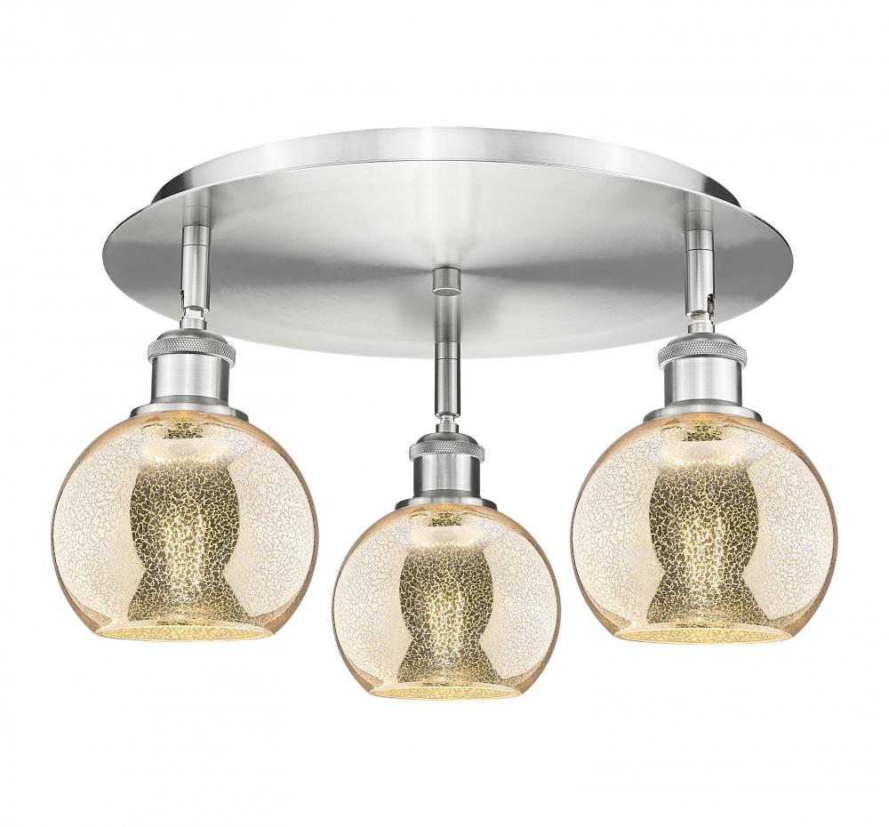 Athens - 3 Light - 18 inch - Satin Nickel - Flush Mount
