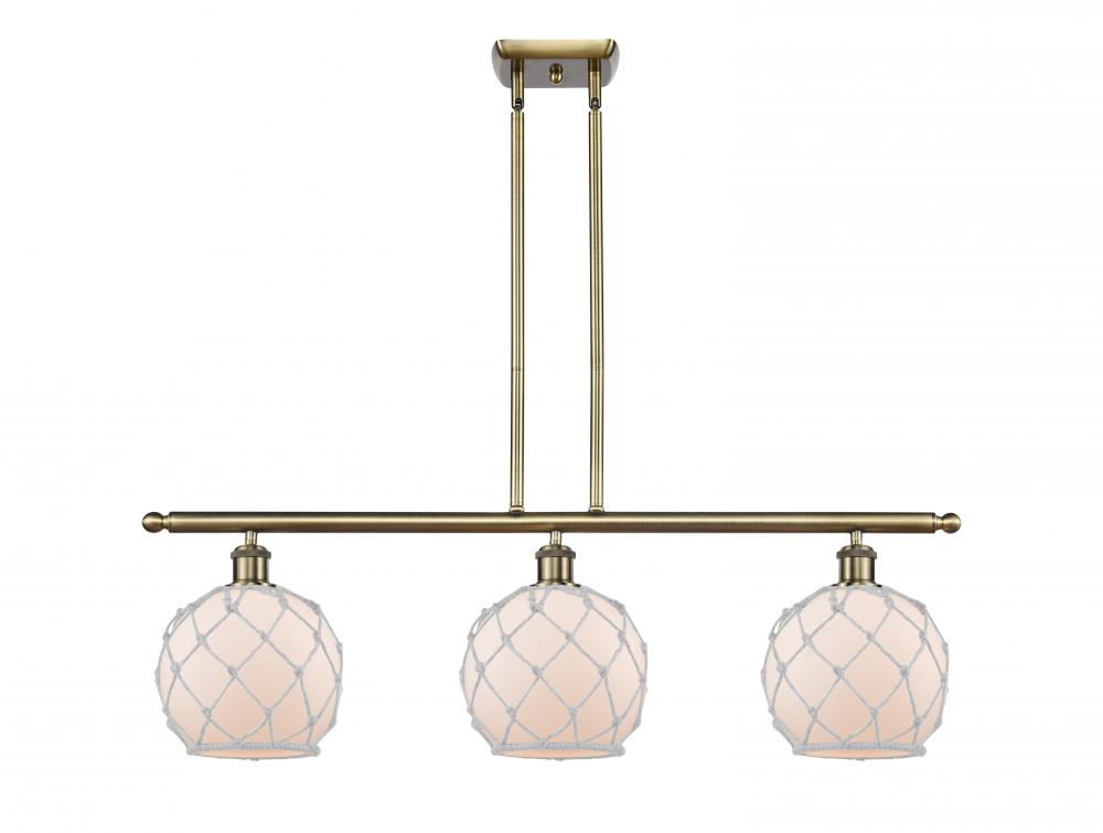 Farmhouse Rope - 3 Light - 36 inch - Antique Brass - Stem Hung - Island Light
