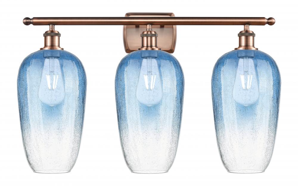 Brookhaven Flute - 3 Light - 27 inch - Antique Copper - Bath Vanity Light