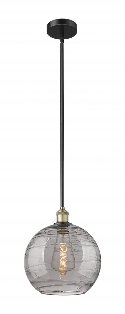Athens Deco Swirl - 1 Light - 12 inch - Black Antique Brass - Cord hung - Mini Pendant