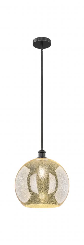 Athens - 1 Light - 14 inch - Matte Black - Cord hung - Pendant