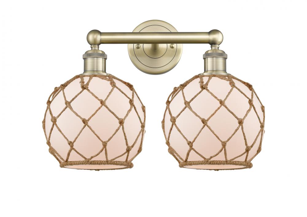 Farmhouse Rope - 2 Light - 17 inch - Antique Brass - Bath Vanity Light
