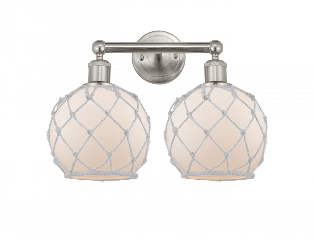 Farmhouse Rope - 2 Light - 17 inch - Brushed Satin Nickel - Bath Vanity Light