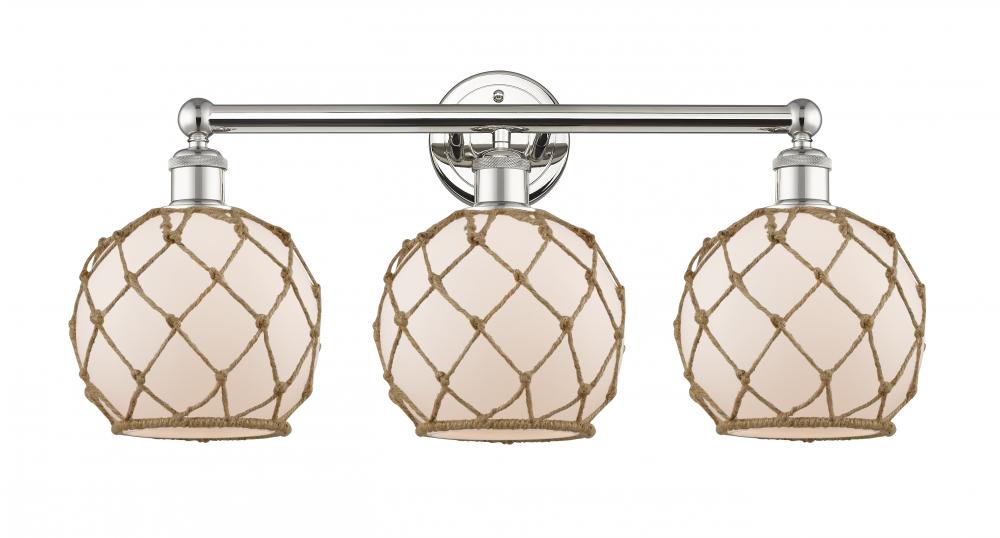 Farmhouse Rope - 3 Light - 26 inch - Polished Nickel - Bath Vanity Light