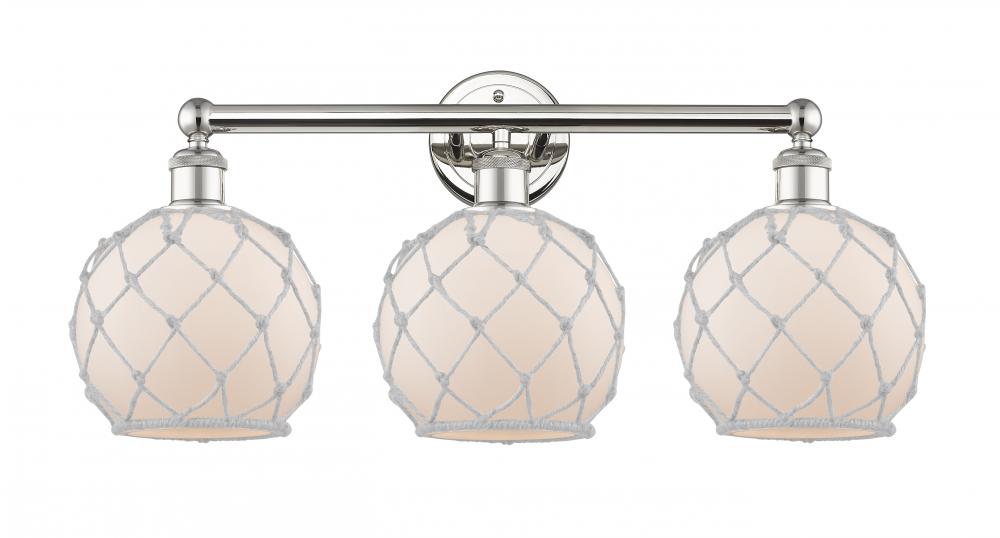 Farmhouse Rope - 3 Light - 26 inch - Polished Nickel - Bath Vanity Light