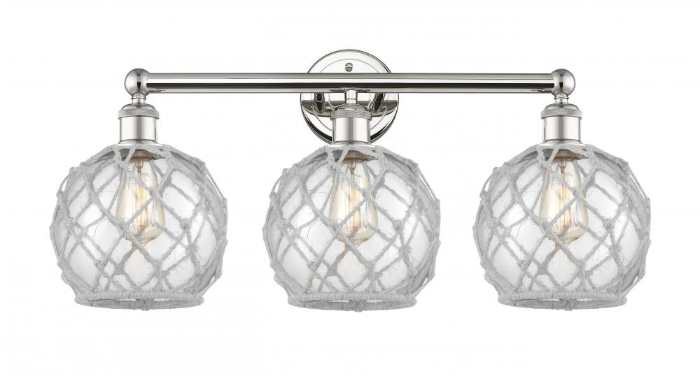 Farmhouse Rope - 3 Light - 26 inch - Polished Nickel - Bath Vanity Light