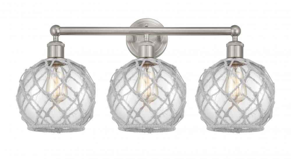 Farmhouse Rope - 3 Light - 26 inch - Brushed Satin Nickel - Bath Vanity Light