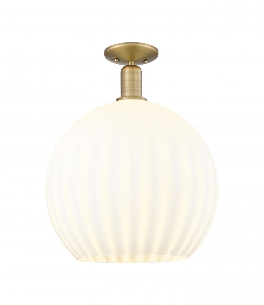 White Venetian - 1 Light - 14 inch - Antique Copper - Semi-Flush Mount