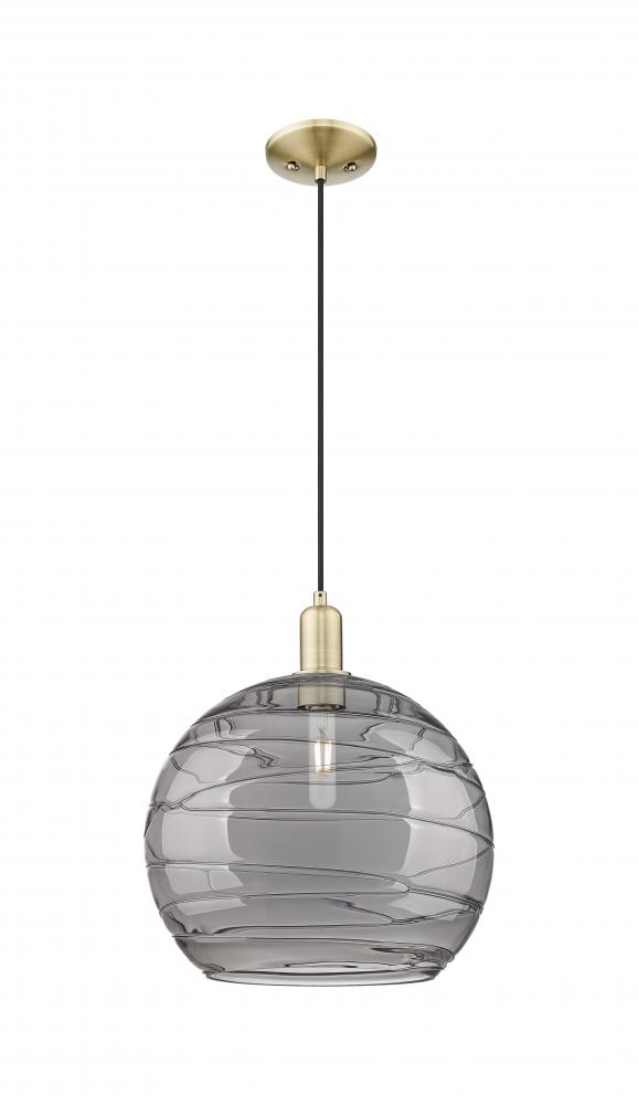Athens Deco Swirl - 1 Light - 14 inch - Antique Brass - Cord hung - Mini Pendant