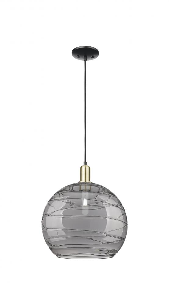 Athens Deco Swirl - 1 Light - 14 inch - Black Antique Brass - Cord hung - Mini Pendant