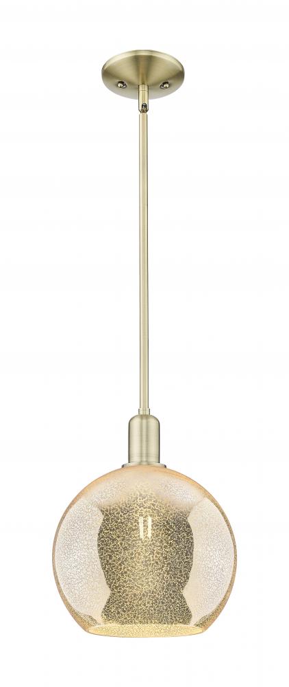 Athens - 1 Light - 10 inch - Antique Brass - Stem hung - Mini Pendant